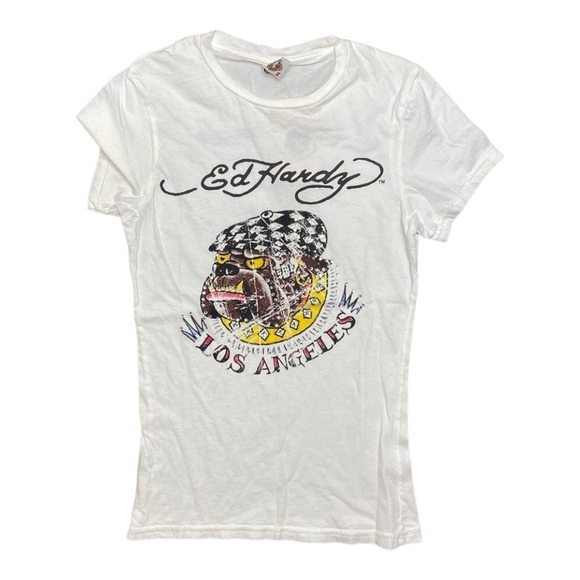 Ed Hardy by Christian Audigier Dog Graphic Print Tee T-Shirt Size Medium NWT - Picture 1 of 13